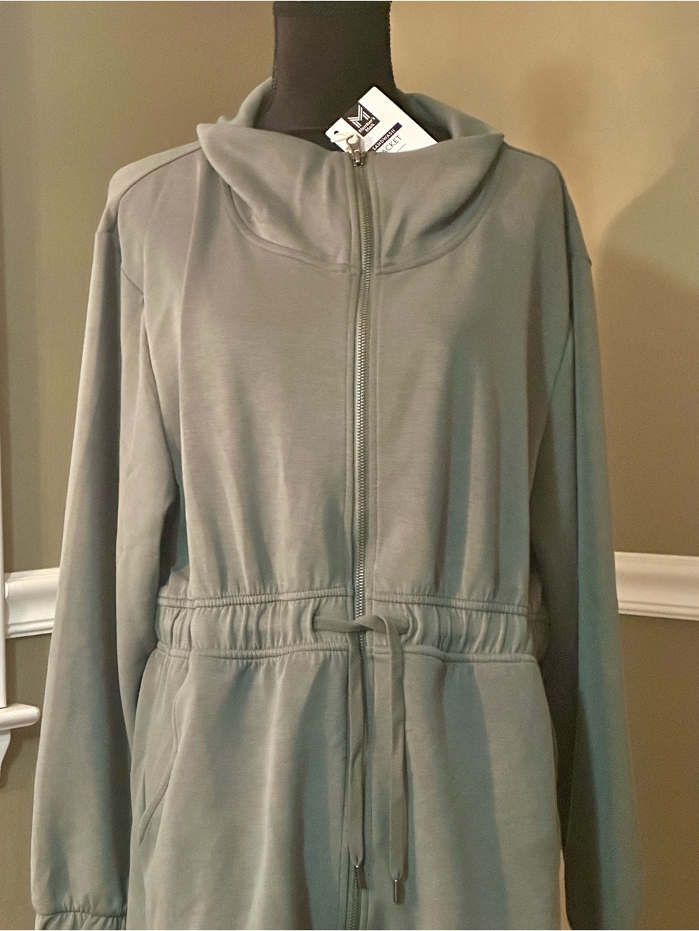 Utility Drawstring Jacket in Sage Green